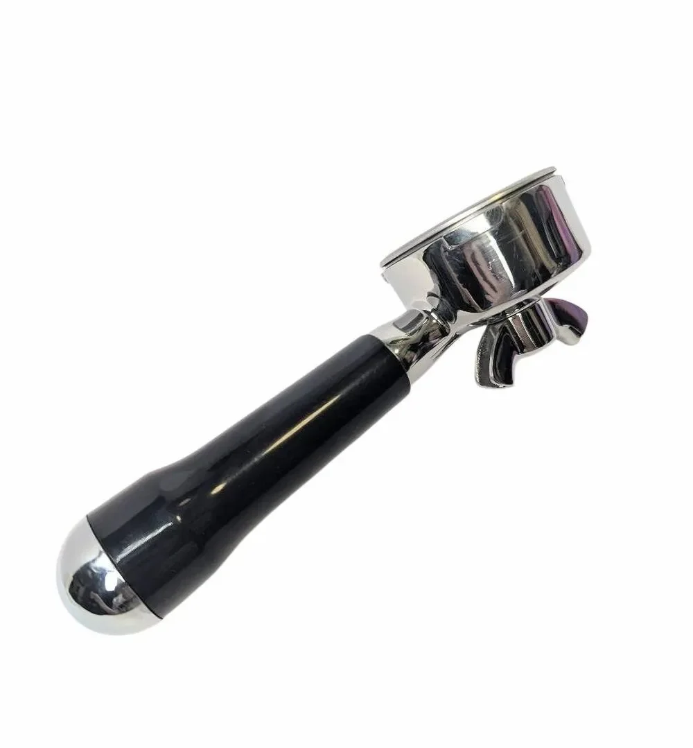 Stainless Espresso Portafilter For DeLonghi Dual Spout Silver Black Handle Cafe